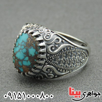 انگشتر فیروزه نیشابوری خوشرنگ خاص مردانه _کد:28584
