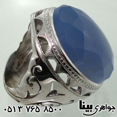 انگشتر عقیق یمنی کبود بسیار درشت فاخر مردانه