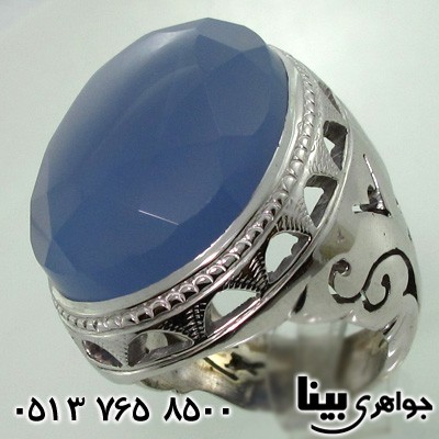 انگشتر عقیق یمنی کبود بسیار درشت فاخر مردانه