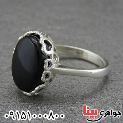 انگشتر عقیق سیاه (اونیکس) زنانه خاص بسیار زیبا _کد:28615