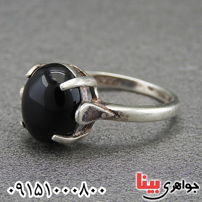 انگشتر عقیق سیاه (اونیکس) خاص زنانه زیبا _کد:28619