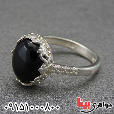 انگشتر عقیق سیاه (اونیکس) خاص زنانه زیبا _کد:28621