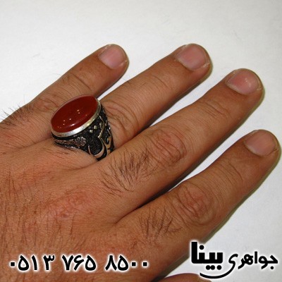 انگشتر عقیق یمنی مردانه قلم زنی فاخر