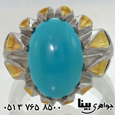 انگشتر فیروزه نیشابوری عجمی درشت مردانه