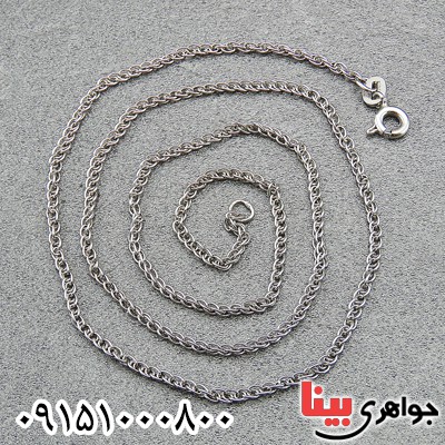 زنجیر نقره مدل طنابی با روکش رودیوم