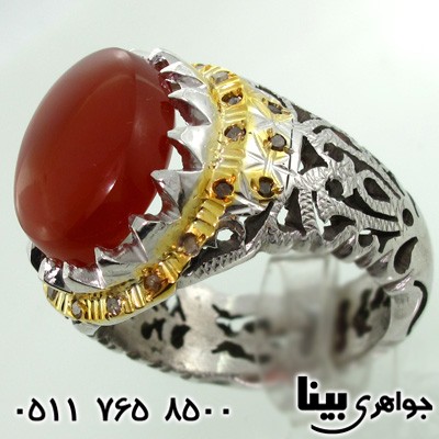 انگشتر عقیق یمنی دور الماس مردانه انگشتر عقیق یمنی دور الماس مردانه