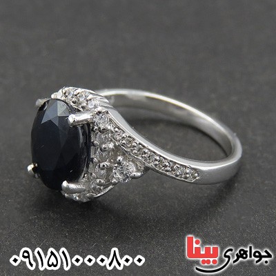 انگشتر یاقوت کبود آفریقایی رودیوم زیبا و خاص _کد:28680