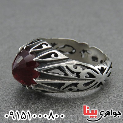 انگشتر یاقوت سرخ زیبا و خاص مردانه خوشرنگ _کد:28693