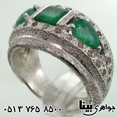 انگشتر چند جواهر الماس و زمرد مردانه فاخر انگشتر چند جواهر الماس و زمرد مردانه فاخر