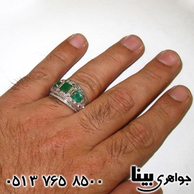 انگشتر چند جواهر الماس و زمرد مردانه فاخر انگشتر چند جواهر الماس و زمرد مردانه فاخر