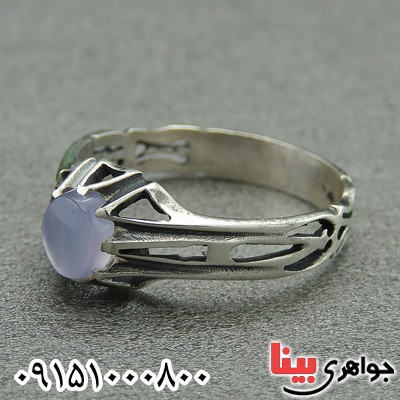 انگشتر عقیق یمنی کبود زیبا و خوشرنگ مردانه _کد:28710