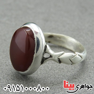 انگشتر عقیق یمنی سرخ دست ساز همراه با حرز و تربت _کد:28787