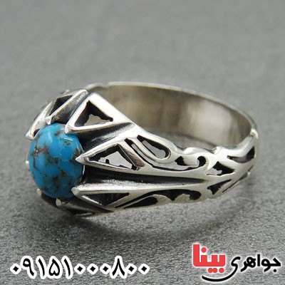 انگشتر فیروزه نیشابوری شجری مردانه زیبا و خاص _کد:28799