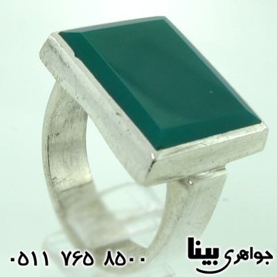 انگشتر عقیق سبز درشت مردانه با حرز امام جواد(ع)
