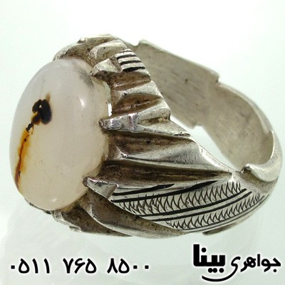 انگشتر عقیق شجری مردانه طرح عصای موسی