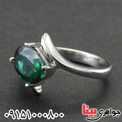انگشتر توپاز سبز آفریقایی خوشرنگ رودیوم زیبا _کد:28839