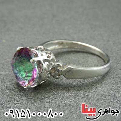 انگشتر توپاز صنعتی هفت رنگ خاص و زیبا زنانه _کد:28844