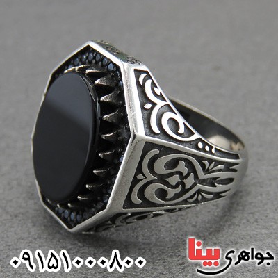 انگشتر عقیق سیاه (اونیکس) میکروستینگ خاص و شیک مردانه _کد:28847