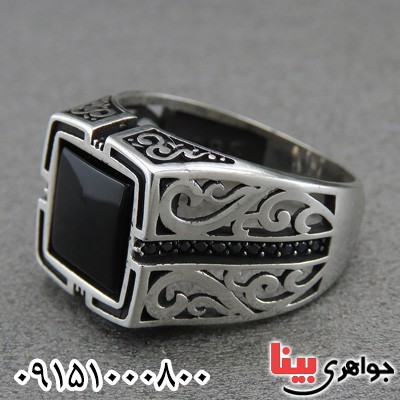 انگشتر عقیق سیاه (اونیکس) مردانه میکروستینگ خاص _کد:28848