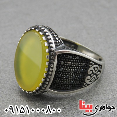 انگشتر عقیق شرف الشمس زیبا میکروستینگ مردانه _کد:28852