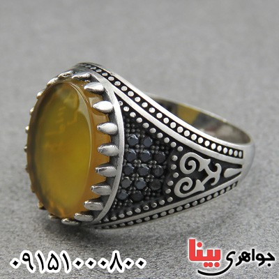 انگشتر عقیق شرف الشمس میکروستینگ مردانه خاص و شیک _کد:28855