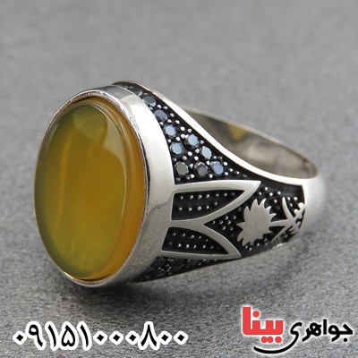 انگشتر عقیق شرف الشمس میکروستینگ شیک و زیبا مردانه _کد:28862