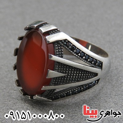 انگشتر عقیق قرمز خاص و شیک میکروستینگ _کد:28865