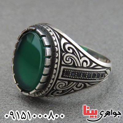 انگشتر عقیق سبز مردانه میکروستینگ خاص و زیبا