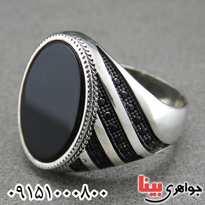 انگشتر عقیق سیاه (اونیکس) میکروستینگ مردانه خاص و زیبا _کد:28892