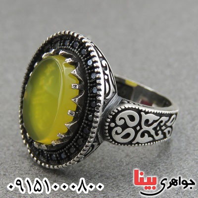 انگشتر عقیق شرف الشمس خاص میکروستینگ مردانه _کد:28895