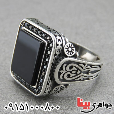 انگشتر عقیق سیاه (اونیکس) میکروستینگ خاص و شیک مردانه _کد:28953