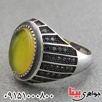 انگشتر عقیق شرف الشمس مردانه میکروستینگ خوشرنگ _کد:28957