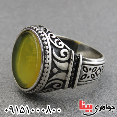 انگشتر عقیق شرف الشمس مردانه خوشرنگ میکروستینگ زیبا _کد:28958