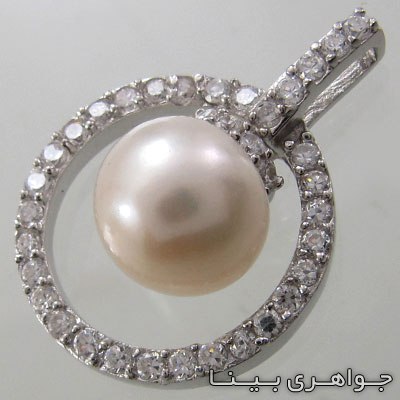 گردنبند مروارید دایره دور جواهری