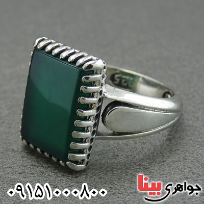 انگشتر عقیق سبز خوشرنگ و خاص مردانه _کد:29000