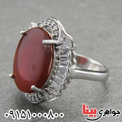انگشتر عقیق قرمز زنانه خوشرنگ زیبا و خاص _کد:29058