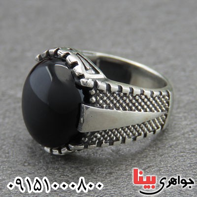 انگشتر عقیق سیاه (اونیکس) اسپرت سایز کوچک زیبا _کد:29059
