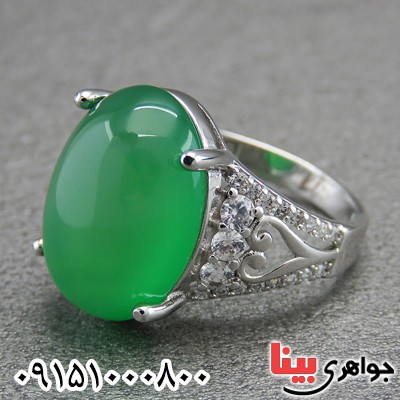 انگشتر عقیق سبز خراسانی زنانه زیبا و خاص خوشرنگ _کد:29180