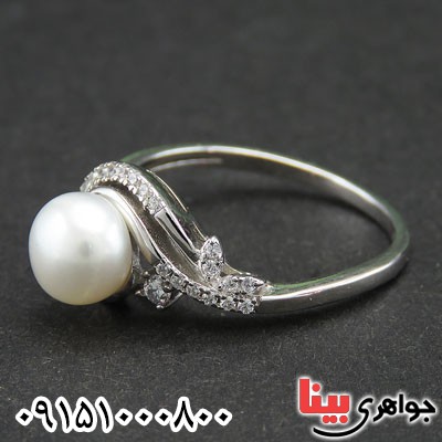 انگشتر مروارید رودیوم شیک و خاص زیبا _کد:29222