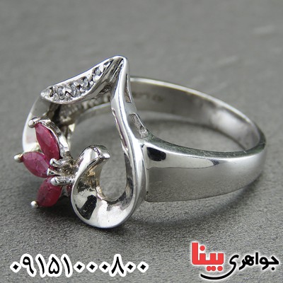 انگشتر یاقوت سرخ زنانه رودیوم فاخر زیبا و خوشرنگ _کد:29230