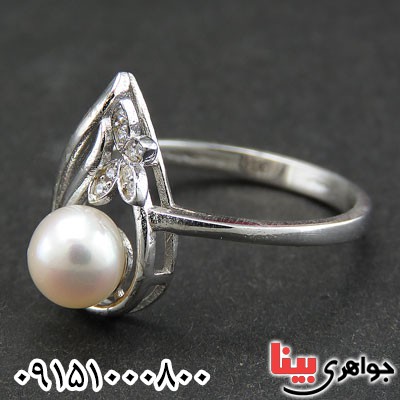 انگشتر مروارید زنانه رودیوم خاص و شیک _کد:29242