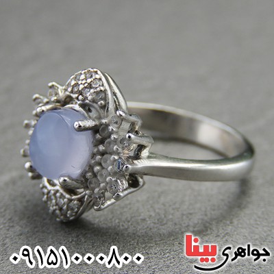 انگشتر عقیق یمنی کبود رودیوم زنانه خاص _کد:29251
