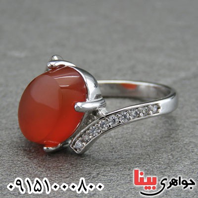 انگشتر عقیق شرف الشمس یمنی عالی زیبا و خوشرنگ _کد:29266