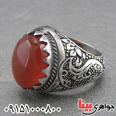 انگشتر عقیق یمنی مردانه خاص و شیک خوشرنگ _کد:29324