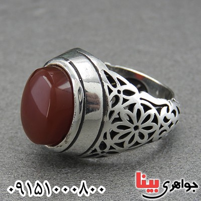 انگشتر عقیق یمنی مردانه درشت خوشرنگ عالی خاص