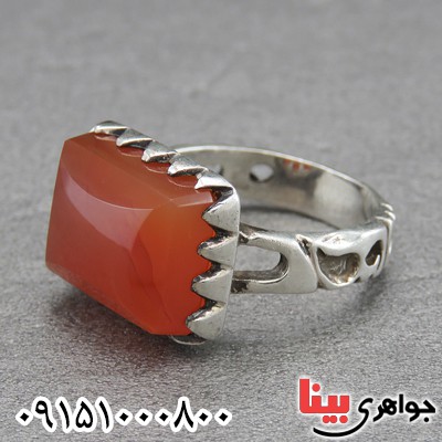 انگشتر عقیق یمنی مردانه خوشرنگ زیبا و شیک _کد:29337