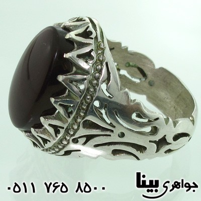 انگشتر عقیق یمنی قرمز جگری کمیاب مردانه