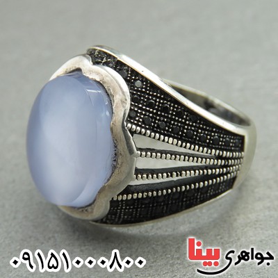 انگشتر عقیق یمنی کبود مردانه زیبا و خوشرنگ _کد:29363