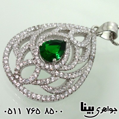 گردنبند ابسیدین طرح زمرد زنانه درشت