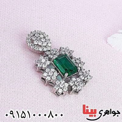 گردنبند زمرد صنعتی رودیوم خاص زنانه